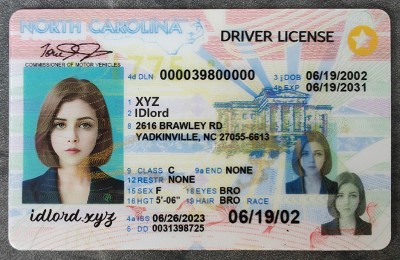 North Carolina Fake id front side